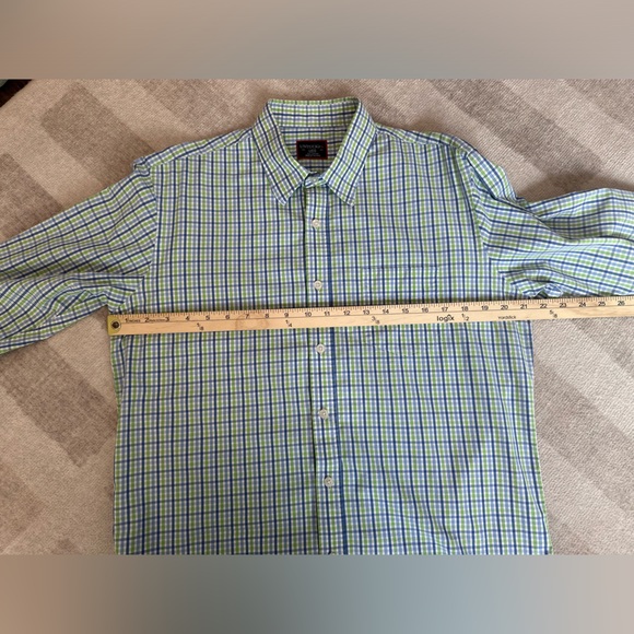 UNTUCKit Men’s Slim Fit Plaid Green and Blue Button Down Shirt (Size L) - Picture 6 of 7